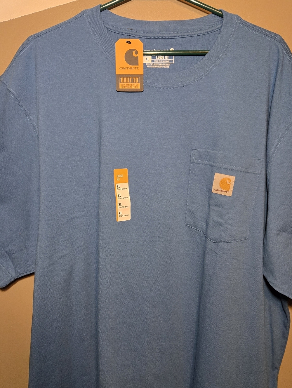 Carhartt Men's K87-H06 Light Blue Workwear Short Sleeve Pocket T-shirt Size XL - Picture 2 of 8